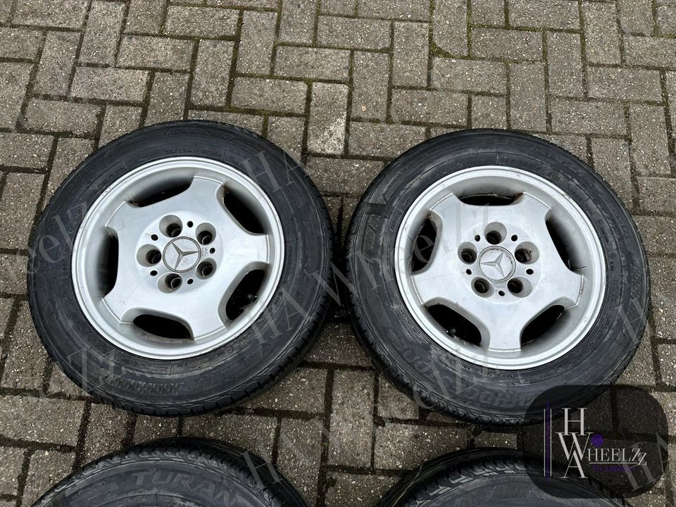 4x ROD MERCEDES Alu Räder Sommer Bridgestone Felgen C-Klasse W202 HO W203 W124 E W210 Alufelgen Sommerreifen Reifen 195/65 R15 Silber Zoll 5x112 ET35 KBA 44391 in Bünde