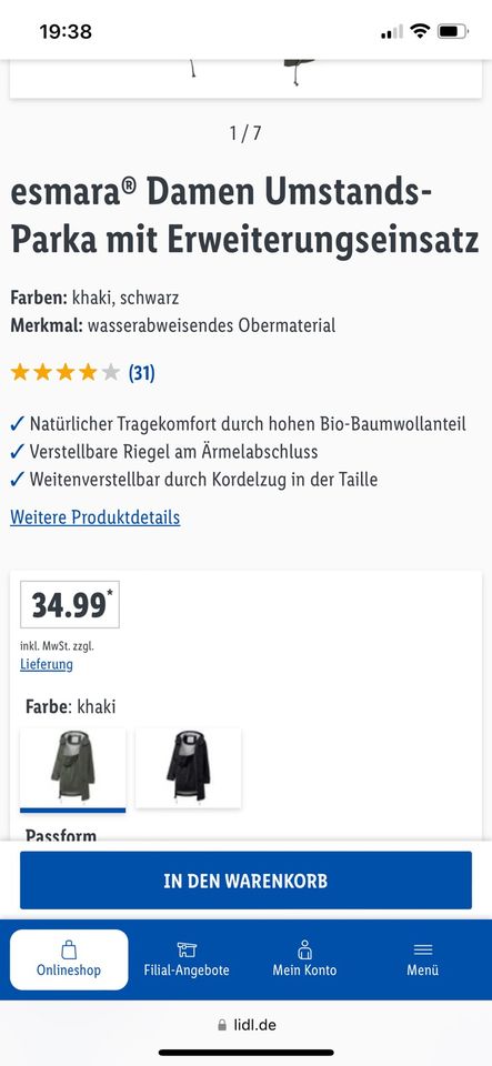 Parka Schwangerschaft Esmara in Bergisch Gladbach