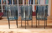 Blaue Teelichthalter mit Metallgestell • Glas • Vase • Blumentopf Hessen - Groß-Gerau Vorschau