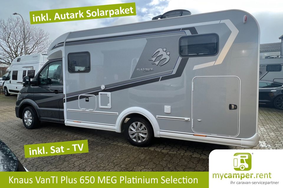 Buchungslücke 2024 Knaus VanTi 640 MEG mieten - Deluxe 2 Personen Wohnmobil mit Automatik 177 PS, TV System, Autark-Solar Paket, Anhängerkupplung  Knaus Model mit VW Crafter leihen. in Kerken