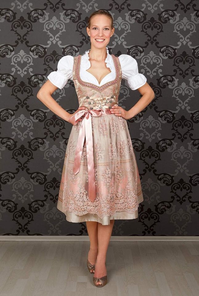 Edelnice Midi Dirndl Tracht Kleid 44 NEU rosa Gold in Mainz