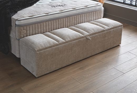 Boxspringbett Beige Creme Kopfteil groß Stauraum Bettkasten Stoff in Köln