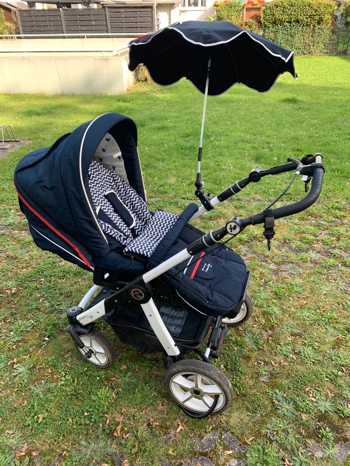 Kinderwagen Hartan Racer GTS mit Handbremse und Zubehör in Monheim am Rhein