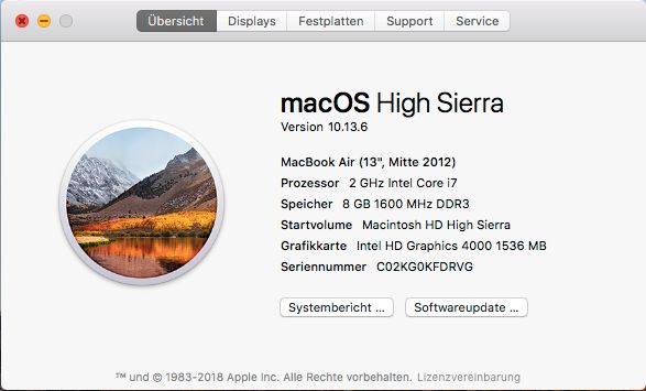 MacBook Air 2Ghz Intel Core i7 8GB RAM 256GB SSD in Rostock