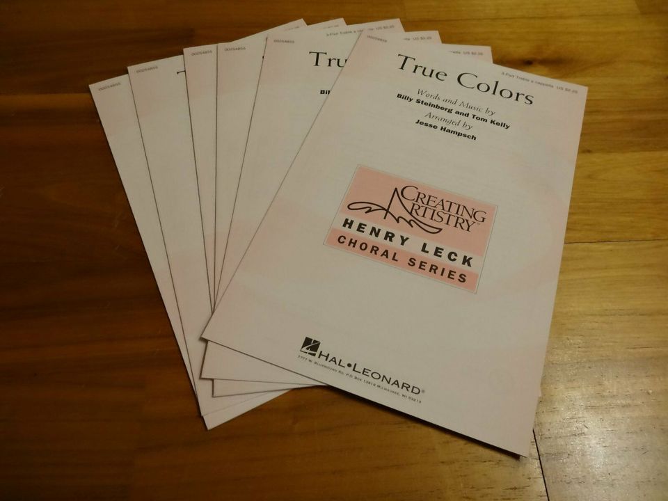 True Colors ,  A Capella Noten für 4 Frauenstimmen, 5 Partituren in Wildpoldsried