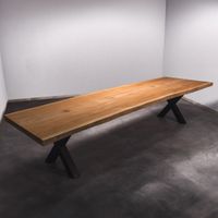 Baumstamm Esstisch 4.1m x 1.2m Nachhaltig Massivholztisch aus 1 Stück Holz Bohlentisch Baumkantentisch Baumstammkanten Wohnzimmertisch Holztisch Design Tisch Stahlbeine Edelstahl Tischbeine Nordrhein-Westfalen - Ochtrup Vorschau