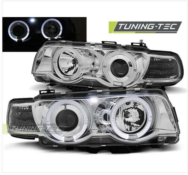 Angel Eyes Scheinwerfer chrom Halogen für BMW E38 7er 98-01 in Calden