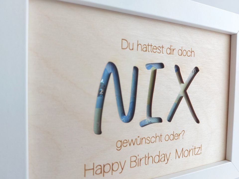 Geldgeschenk - NIX | Bilderrahmen | Geburtstagsgeschenk in Untermünkheim