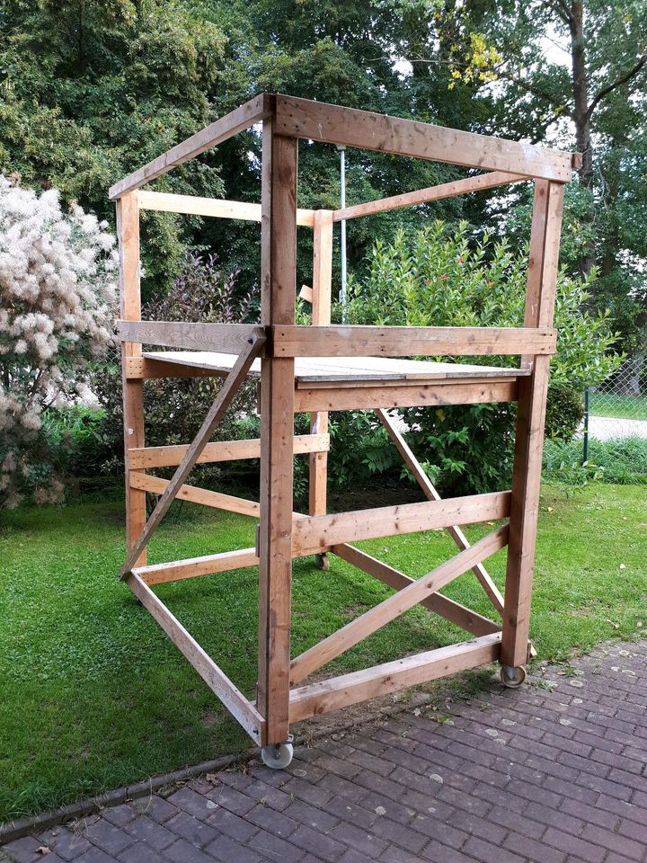 Holzgerüst 2,0 x 1,5 m mit Rollen, sehr stabil, 2 Arbeitshöhen in