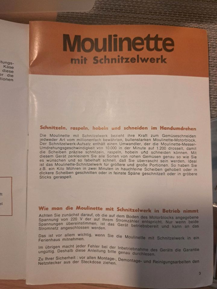 Moulinette Moulinex mit Schnitzelwerk komplett 700W Wie Neu in München