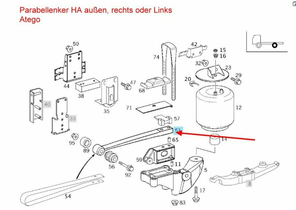 Atego Parabellenker Federlenker HA außen A9673500206* in Gera