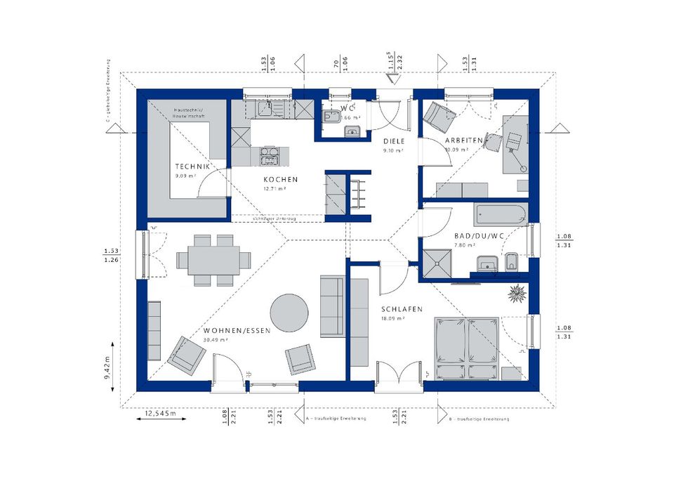 Leben auf einer Ebene - Ambience 100 - einer unserer Bungalows in Uslar