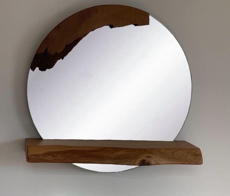 Waschtischplatte Eiche Spiegel mit Ablage Baumkante in Birx