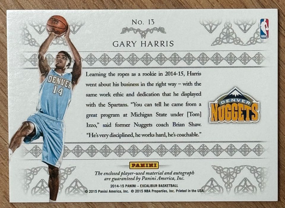 2014-15 Panini Excalibur Gary Harris RC Patch Auto rpa in Berlin