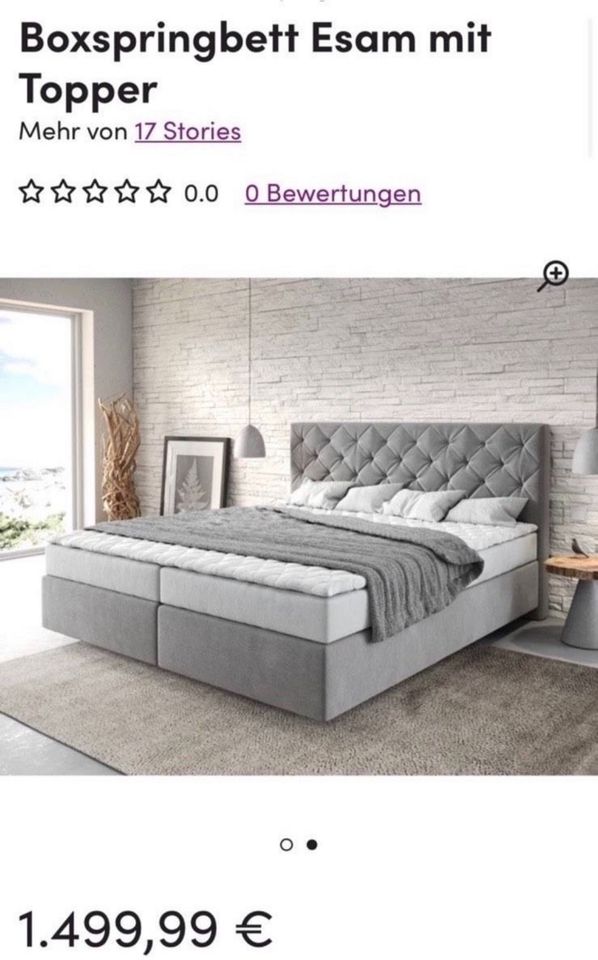 NEU Boxspringbett 180 x 200 mit Topper Bett H2 grau in Lohe-Föhrden