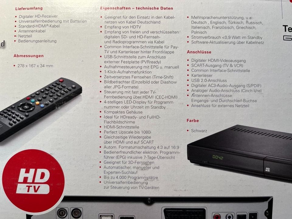 2 TechnoTrend HDTV Kabel Digitalreceiver inkl. FB in Peine