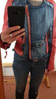 Biete coole Vintage-Jacke - Jeans & Kunstleder Gr. 40 - Blau-Rot Nordrhein-Westfalen - Warburg Vorschau