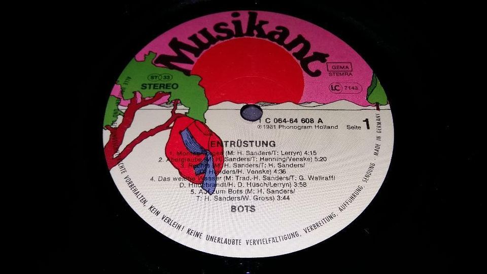 ! TOP ! Bots ‎Vinyl Album ‎– Entrüstung – aus Europa von 1981 VG+ in Köln