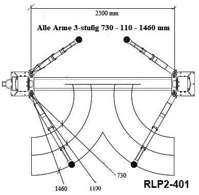 2 Säulen Hebebühne ALLE Arme 3-stufig 730-1460 mm, inkl. Öl 4t in Ebern