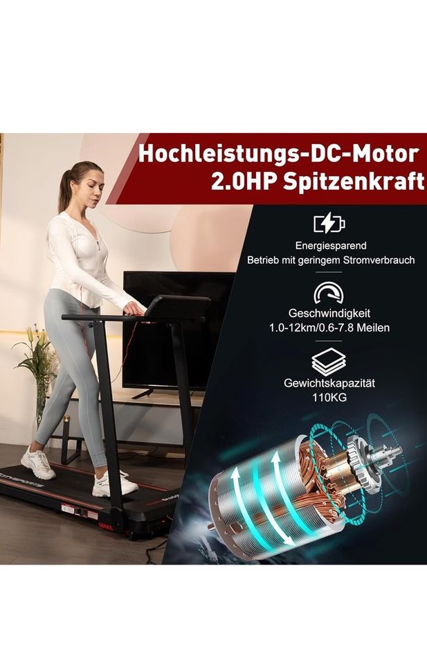 Elektrisches, Klappbares Laufband für Zuhause bis 12 km/h in Baesweiler