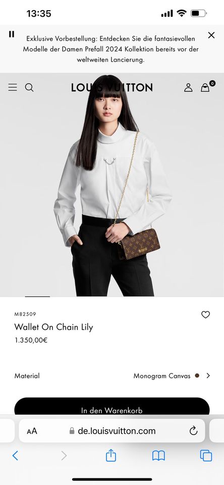 Louis Vuitton Tasche, Pochette ,Wallet on Chain Lily in Haselünne