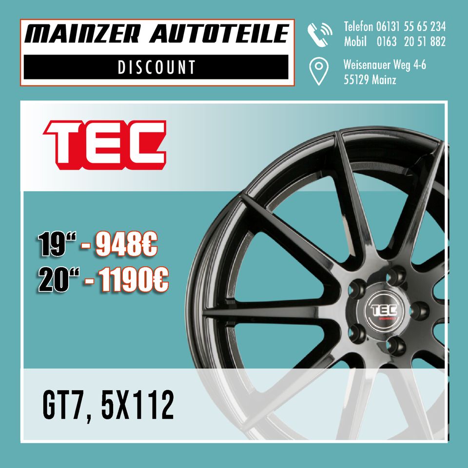 Alufelgen Tec Speedwheels 5x112 18 19 20 Zoll VW AUDI MERCEDES in Mainz