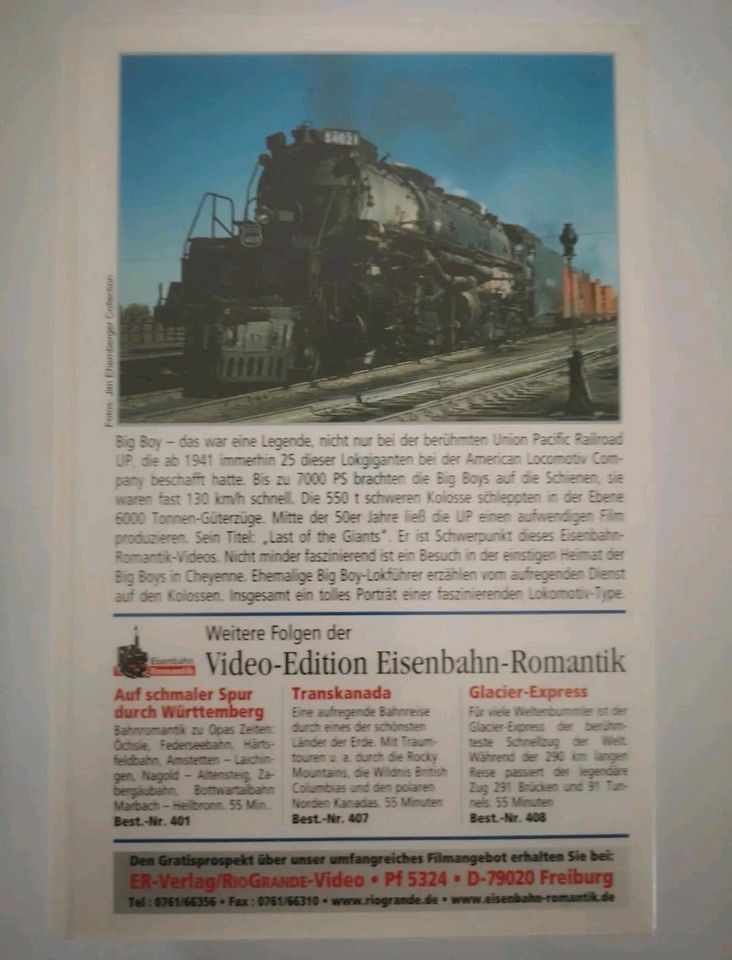 VHS Video "Eisenbahn-Romantik - Big Boy" SWR in Abensberg