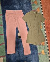Damen Leinenhose rosa 34/34 + Leinen Jumpsuit 34 olive Sachsen-Anhalt - Magdeburg Vorschau