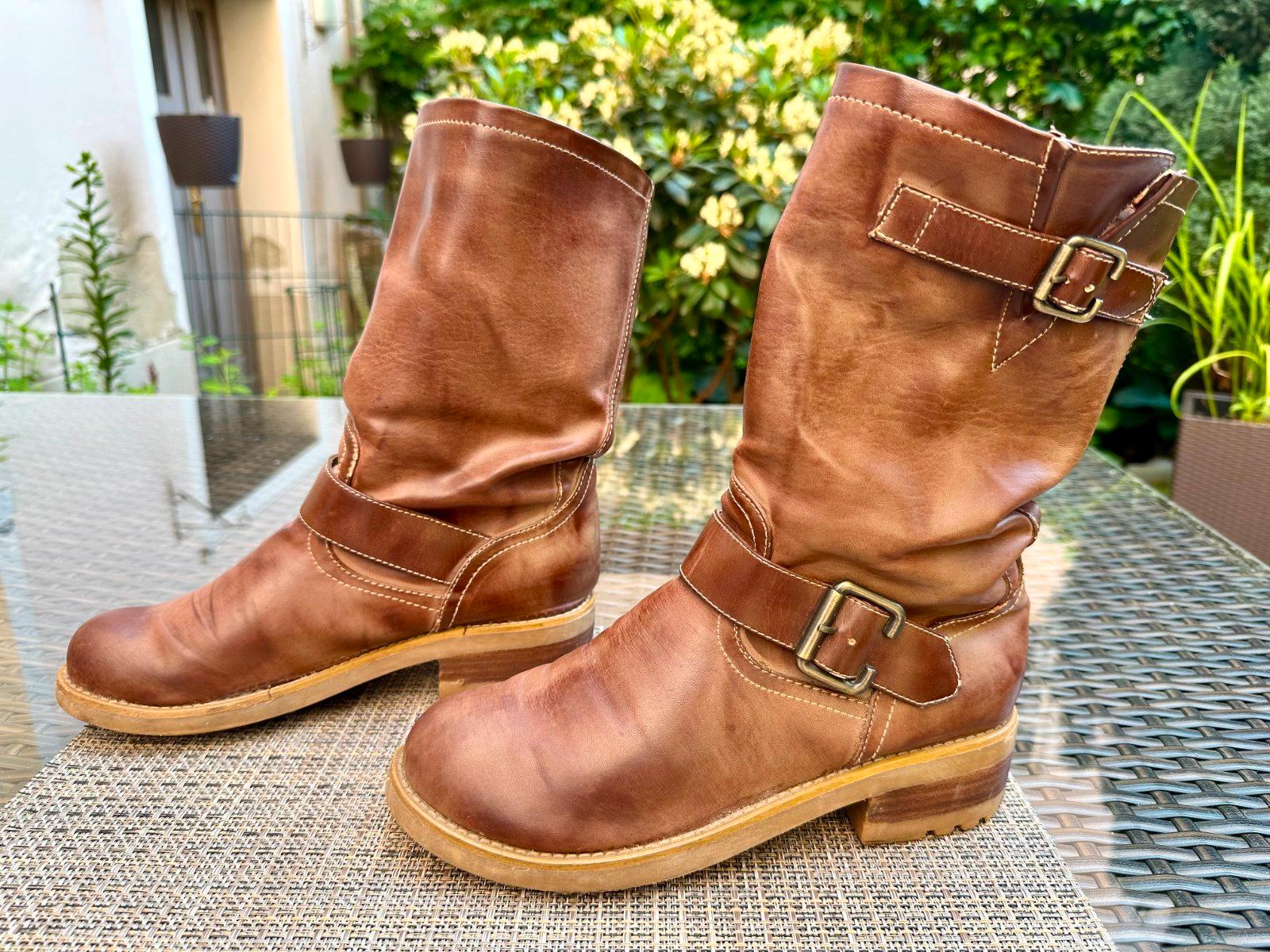 Biker Boots Damen Gr. 39 Kunstleder braun in Berlin Steglitz kleinanzeigen