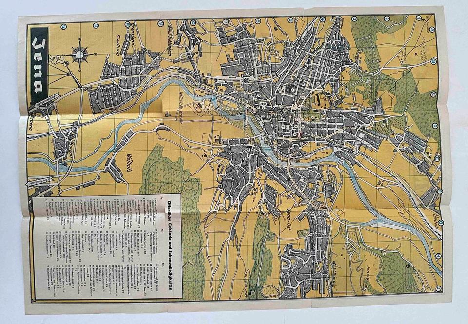 STADTPLAN Handplan JENA Werbung NS-Zeit 1939 aus Einwohnerbuch in Erfurt