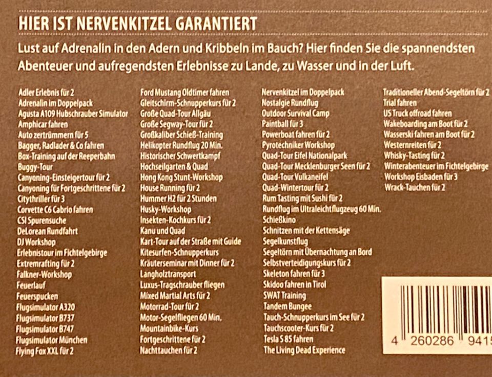 Jochen Schweizer Gutschein - für große Jungs, gültig bis 31.12.24 in Nürnberg (Mittelfr)