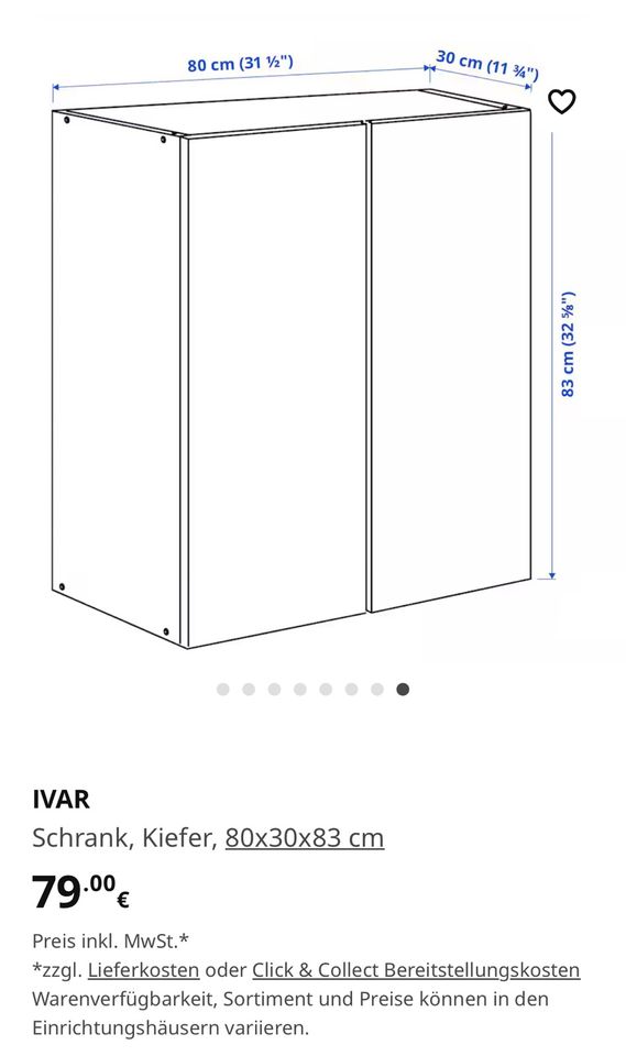 IKEA IVAR Korpus 80x30x83 cm Holz Schrank unbehandelt in Hamburg