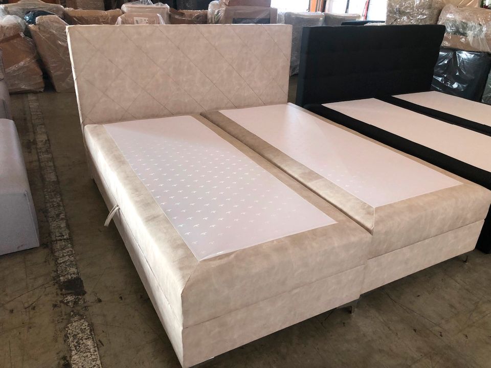 Boxspringbett 180x200 mit Bettkasten in Luxus Microf. "Beige" Neu in Leipzig