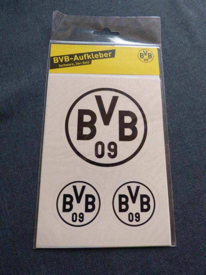 Borussia Dortmund Aufkleber in schwarz 3 Stück, Folie, 9 x 9 x 1