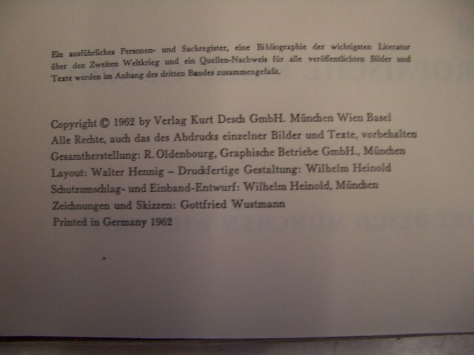 Der 2.Weltkrieg, 3 Bände, ,Kurt Desch Verlag, 1962/63, Wehrmacht in Dresden