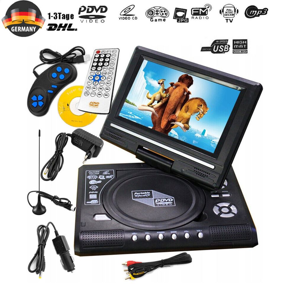 9.8" HD Tragbarer DVD Player Portabler DVD Monitor USB HDMI AV AK in Regensburg