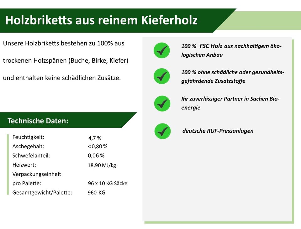 Holzbriketts Briketts RUF TOP Qualität LKW Ladung INKL. LIEFERUNG in Pirmasens