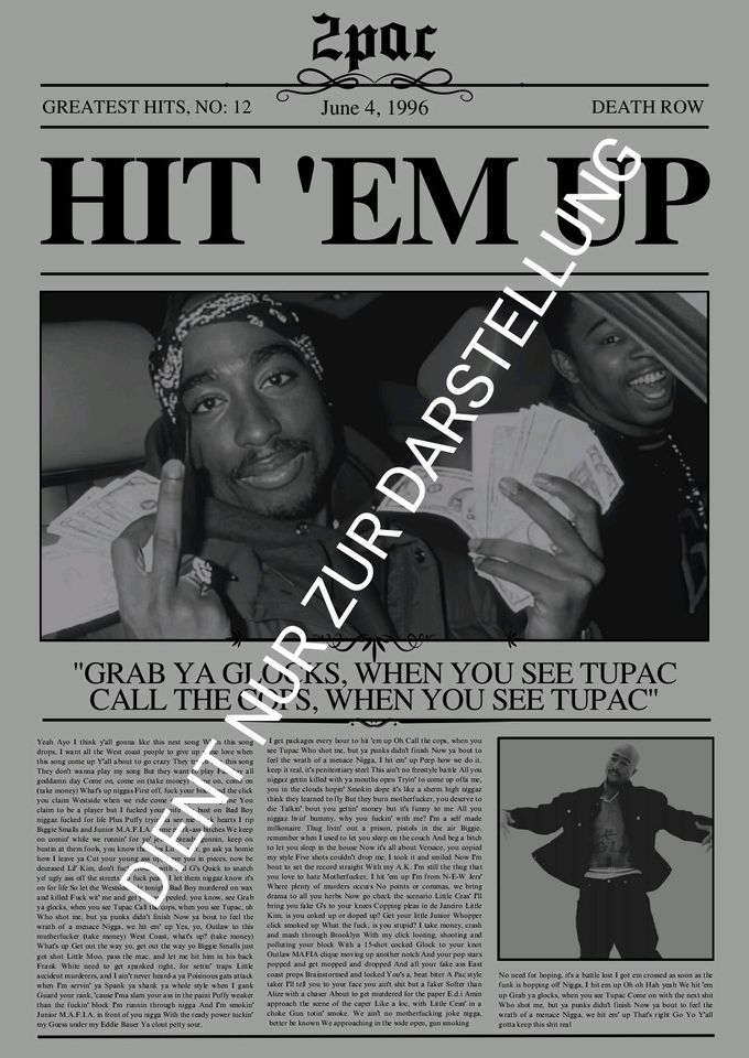 Tupac 2Pac Motive Bilder Hip Hop Rap Musik Snoop Dogg Dre DMX in Raesfeld
