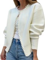 Strickjacke mit Perlen Elfenbein, Cardigan ivory Hessen - Langenselbold Vorschau