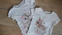 2 T-Shirts Kaninchen Schmetterlinge Goldglitzer Katze H&M 98 104 Brandenburg - Michendorf Vorschau