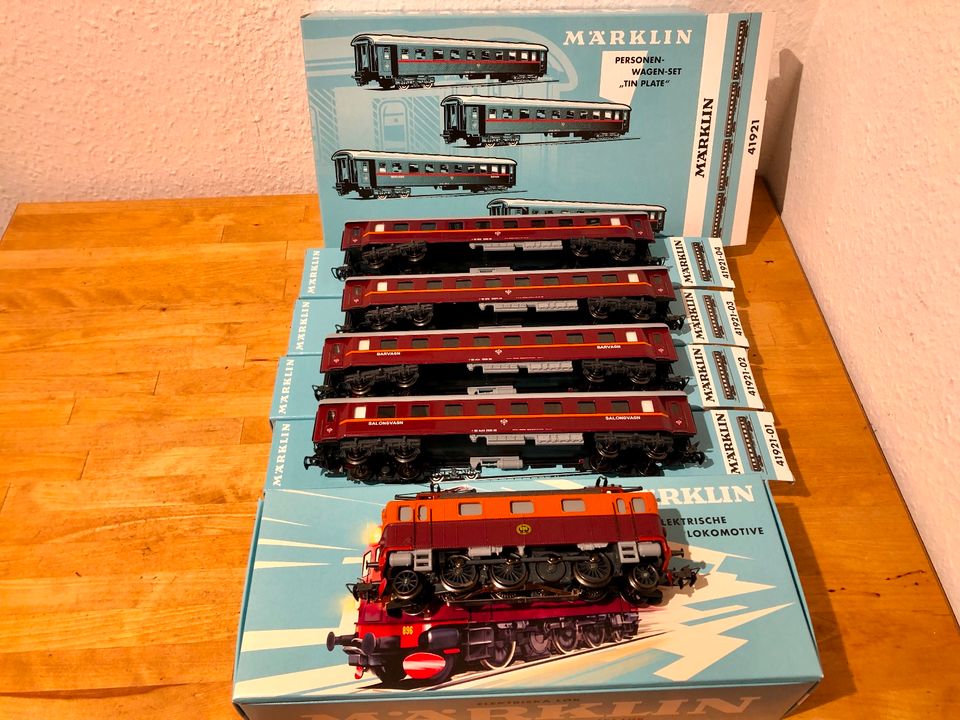 Märklin 30302 BJ DA E-Lok 41921 Schwedisches Wagen-Set Tinpl. in Düsseldorf