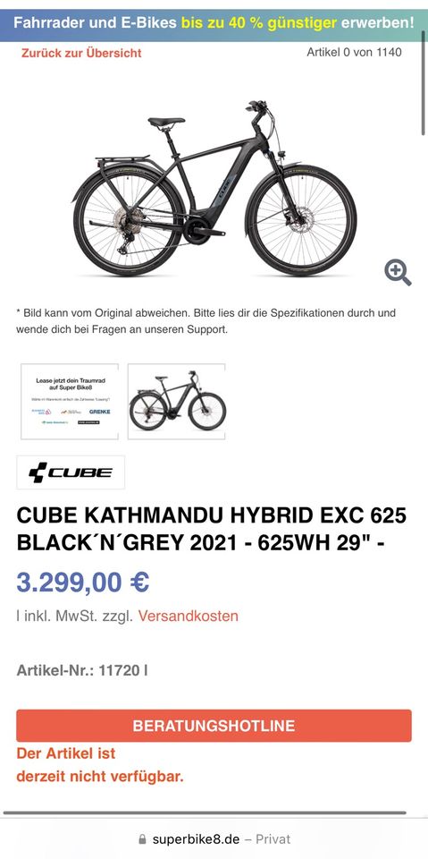 E-Bike Cube Kathmandu Hybrid EXC 625 62cm in Dortmund