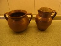 2 Stück Henkel Krug Vase glasierter Ton Keramik braun Nordrhein-Westfalen - Rommerskirchen Vorschau