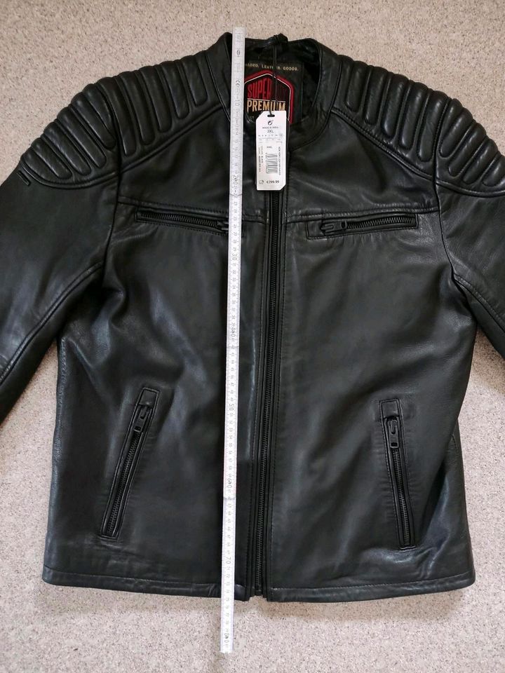 Superdry Lederjacke New Hero Leather Racer Jacket 3XL NEU!!! in Schönau Niederbay