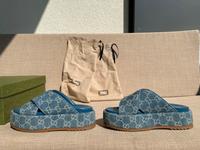 Gucci Angelina Plateau Pantoletten Denim Jacquard blau 37 Köln - Ehrenfeld Vorschau
