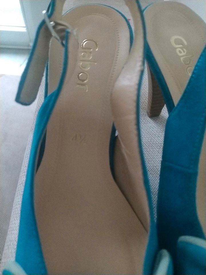 Sling pump high heels türkis blau echtes Leder 37,5 neu Gabor in Dresden