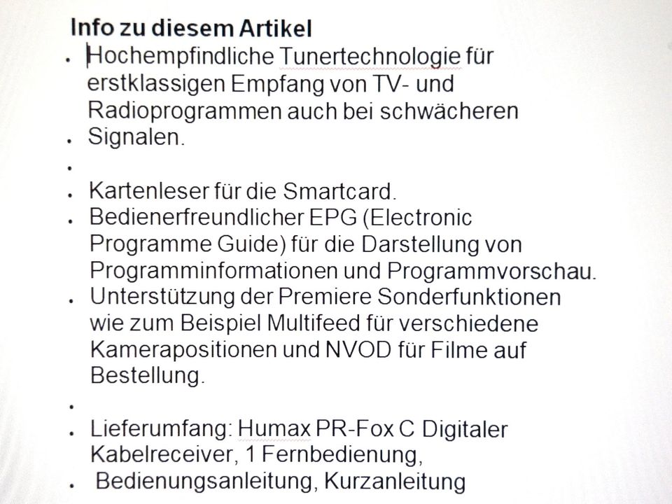 Digital-Receiver für Kabelempfang HUMAX PR-FOX C in Ilvesheim