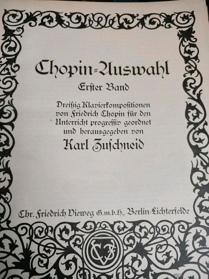 Antiquarisches Notenbuch Chopin für den Klavier-Unterricht in Berlin