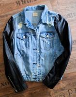 Mango Jeans Jacke destroyed M cool Kunstleder Ärmel biker Ibiza ♥ Hessen - Steinau an der Straße Vorschau
