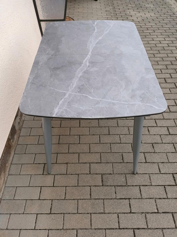 Glas Keramik grau Tisch Esstisch 80x118 Einlegeplatte ausziehbar in Klipphausen